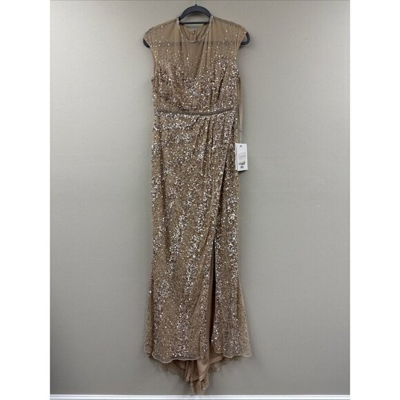 Mac Duggal Size 6 Nude Embellished Illusion High Neck Cap Sleeve Gown 5619 New - Picture 5 of 11